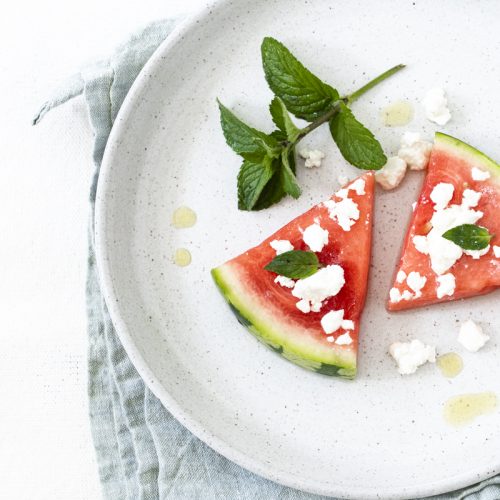 Wassermelone mit Schafskäse: so einfach, so gut! #Wassermelone #feta #minze #rezept