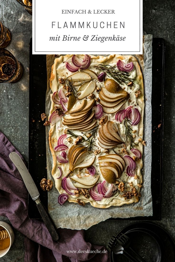 Flammkuchen mit Birne und Ziegenkäse - so einfach geht's 'ohenhefe #vegetarsicherezepte